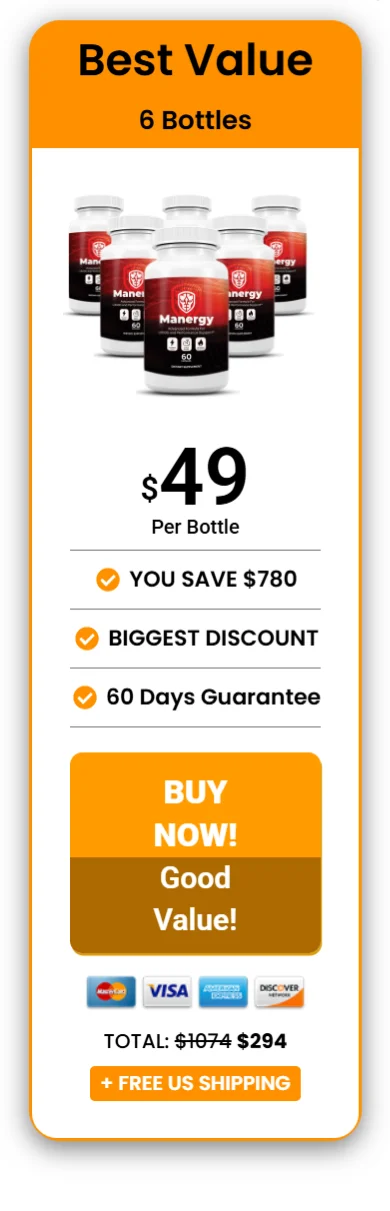 Manergy 6 bottle bundle 180 day supply biggest savings package